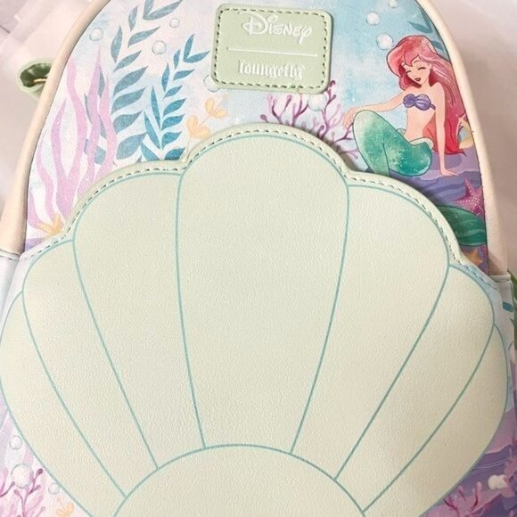 Disney Loungefly The Little Mermaid Shell Mini Backpack - Picture 5 of 13